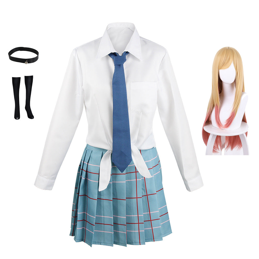 Kitagawa Marin Uniform Dress Costume With Wigs Full Set Halloween Outfit