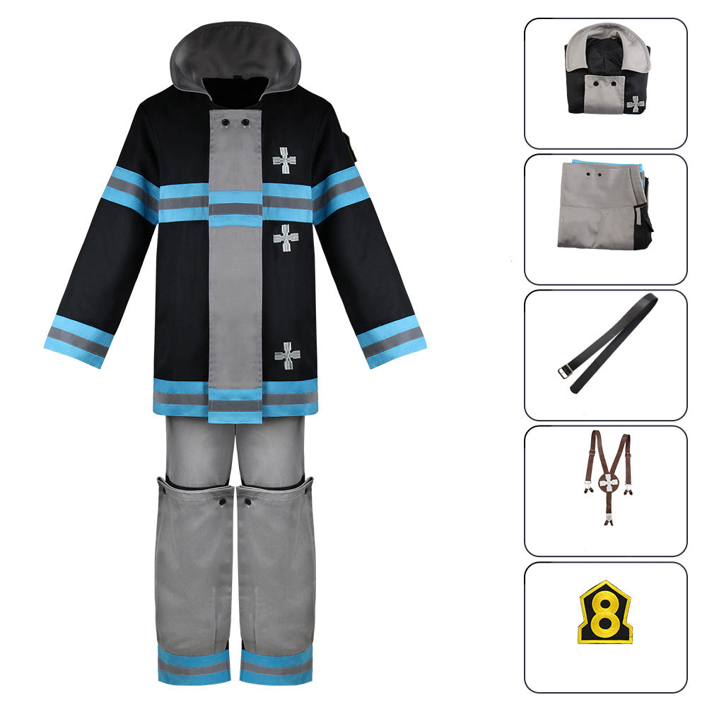 Shinra Kusakabe Costume+Wigs+Hat Full Set Halloween Costume Outfit