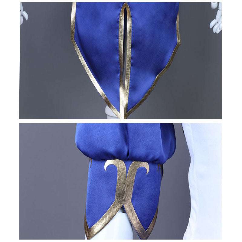 Street Fighter Chun Li Cosplay Costume Blue Cheongsam Costume With Wigs Full Set