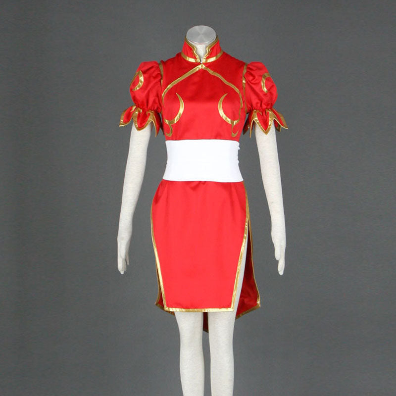 Street Fighter V Chun Li Cosplay Costume Cheongsam Cosplay Costume Red Version