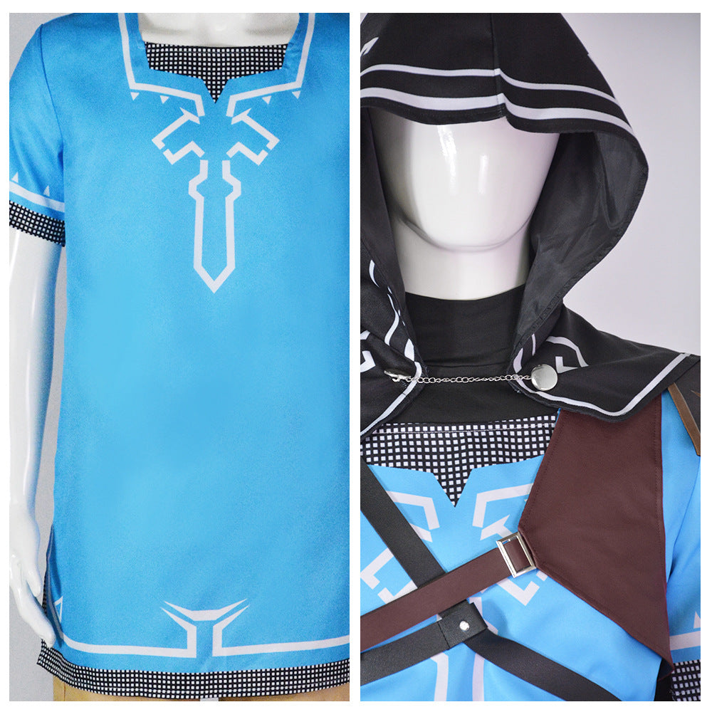 Kids Version Link Whole Set Cosplay Costume+Wigs+Cosplay Boots Halloween Carnival Costume Outfit Set