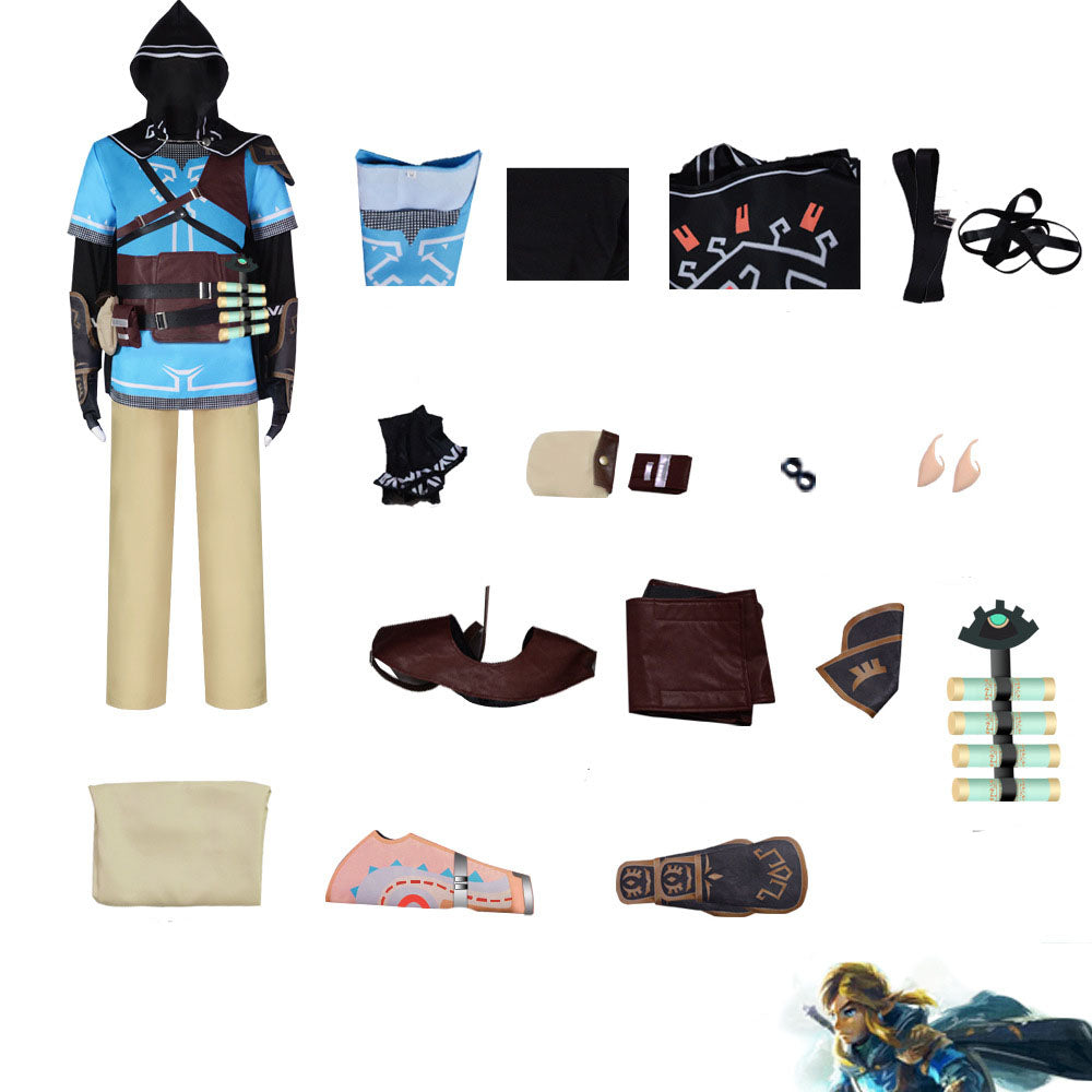 Kids Version Link Whole Set Cosplay Costume+Wigs+Cosplay Boots Halloween Carnival Costume Outfit Set
