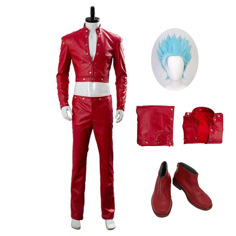 Fox's Sin of Greed Ban Full Set Costume PU Suit+Wigs+Cosplay Boots Halloween Carnival Outfit Set