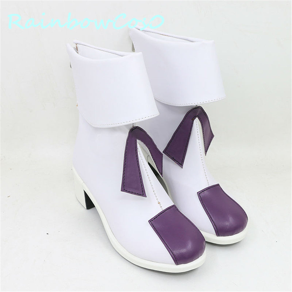 Elizabeth Liones Cosplay Shoes White PU Leather Boots