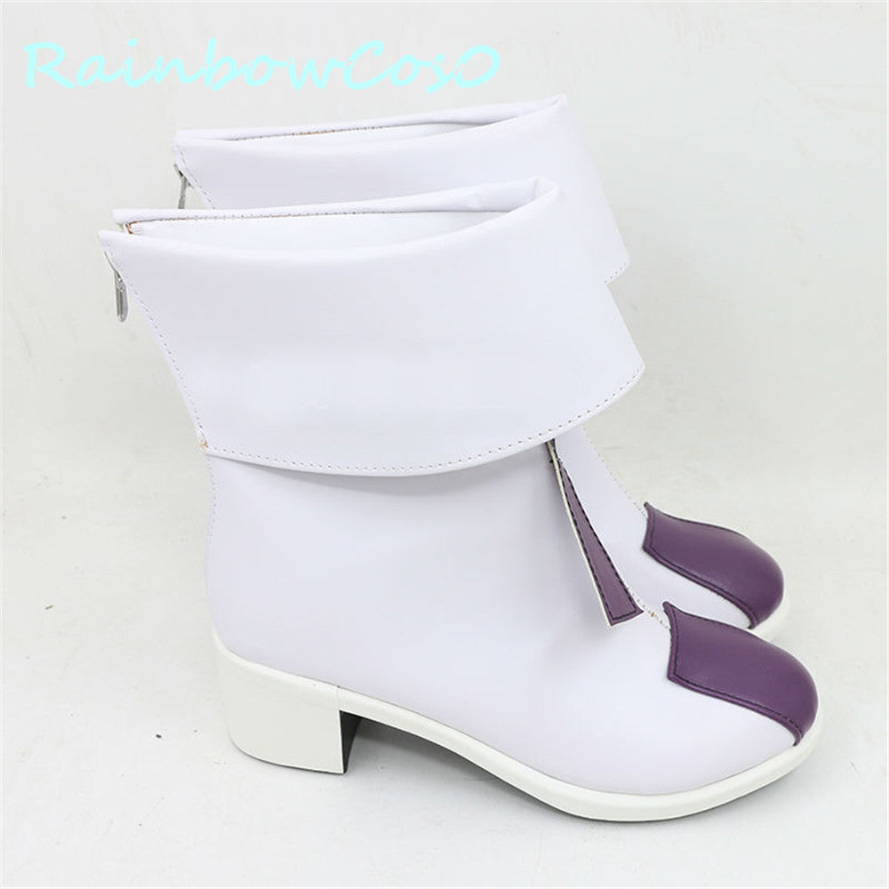 Elizabeth Liones Cosplay Shoes White PU Leather Boots