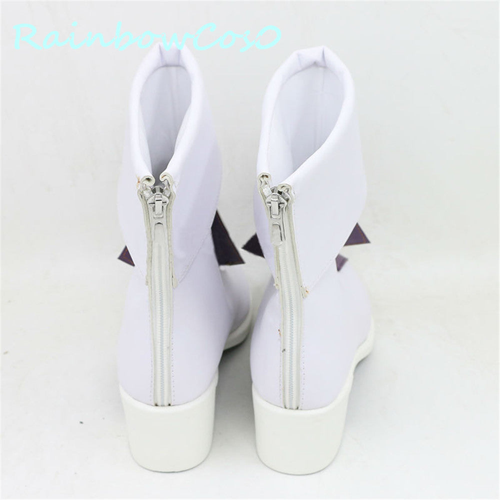 Elizabeth Liones Cosplay Shoes White PU Leather Boots