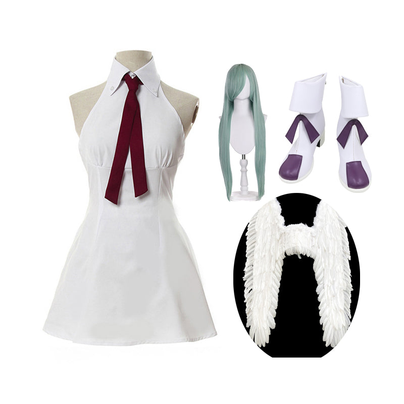 Elizabeth Liones White Dress Costume+Wigs+Cosplay Boots+Wings Whole Set Cosplay Outfit