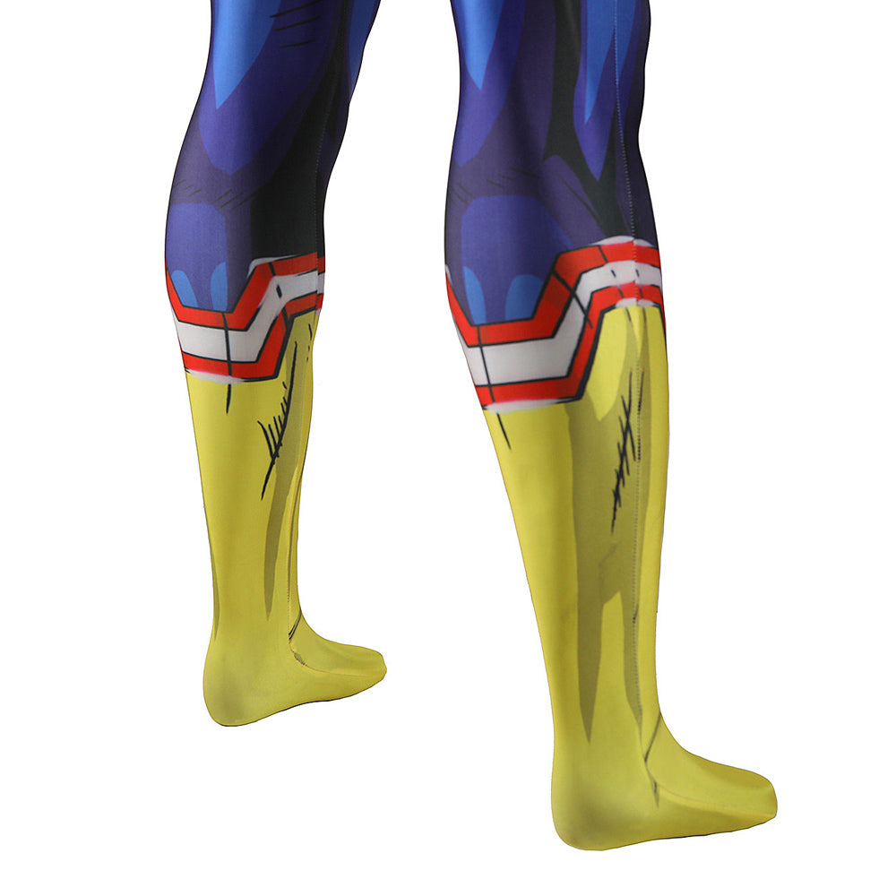 Toshinori Yagi Silver Age Costume Zentai With Cloak All Might Halloween Cosplay Outfit