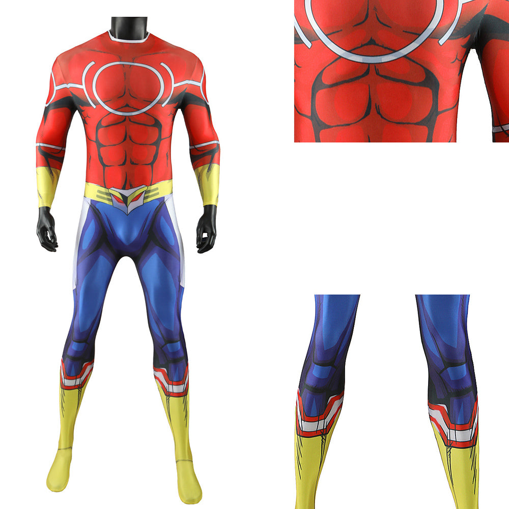 Toshinori Yagi Silver Age Costume Zentai With Cloak All Might Halloween Cosplay Outfit
