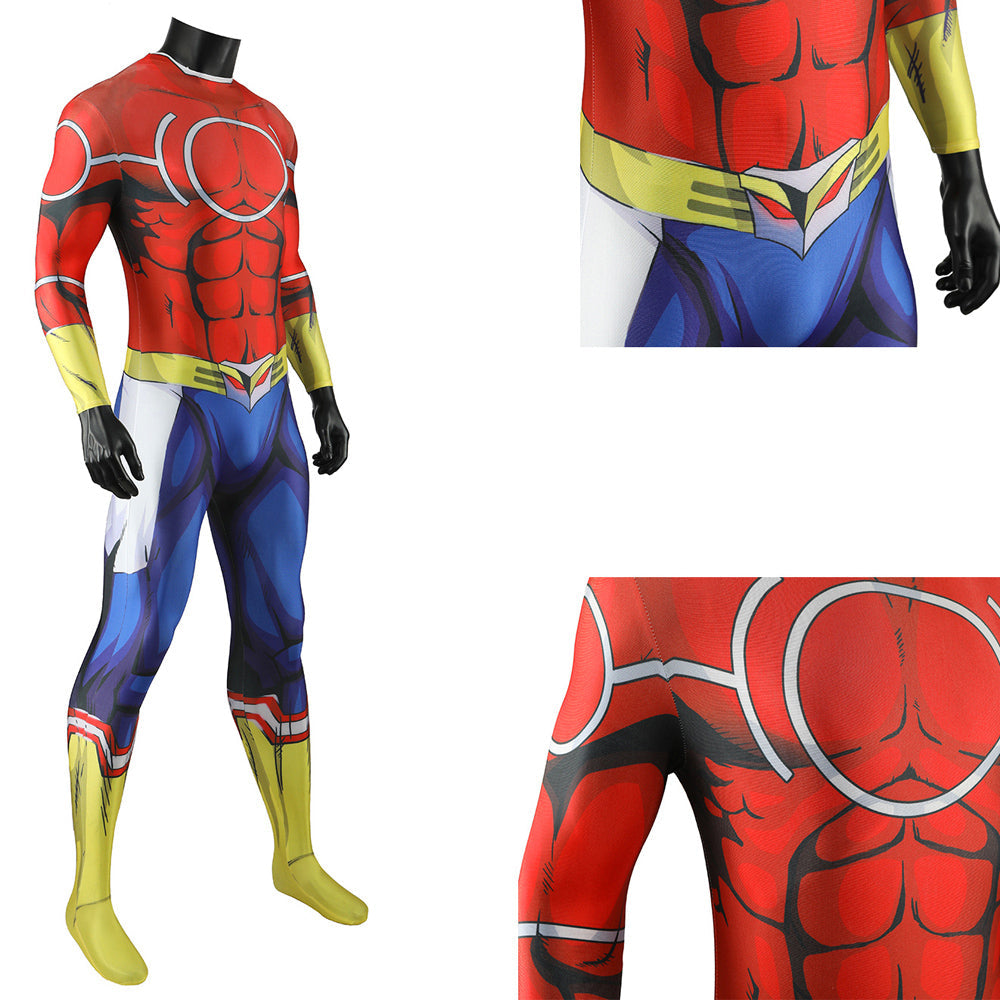 Toshinori Yagi Silver Age Costume Zentai With Cloak All Might Halloween Cosplay Outfit