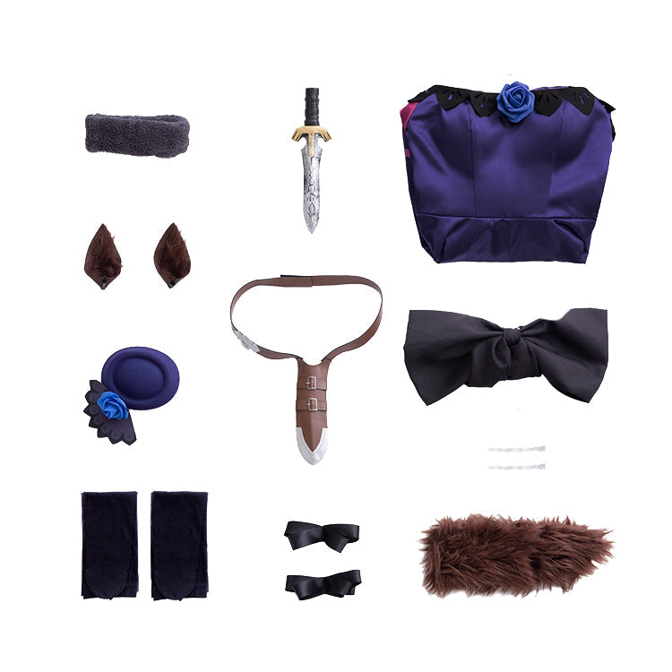 Uma Musume: Pretty Derby Cosplay Rice Shower Cosplay Costume Dress+Tail+Hat+Props