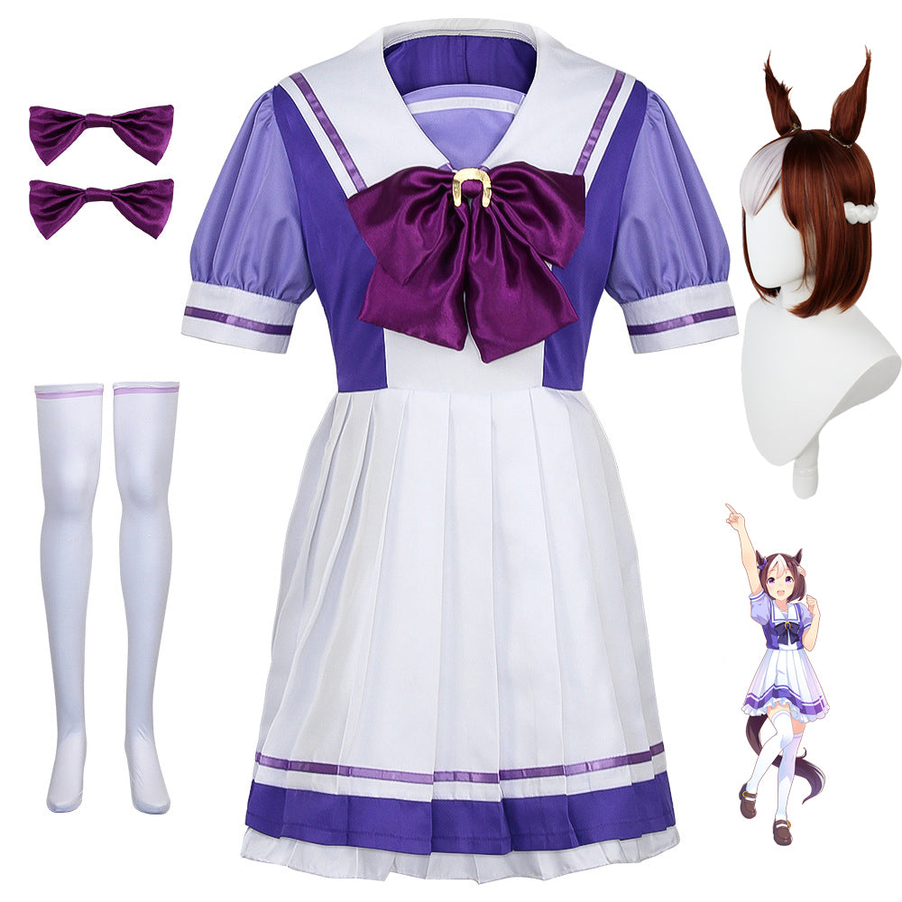 Uma Musume: Pretty Derby Special Week Cosplay School Uniform Costume With Wigs Set