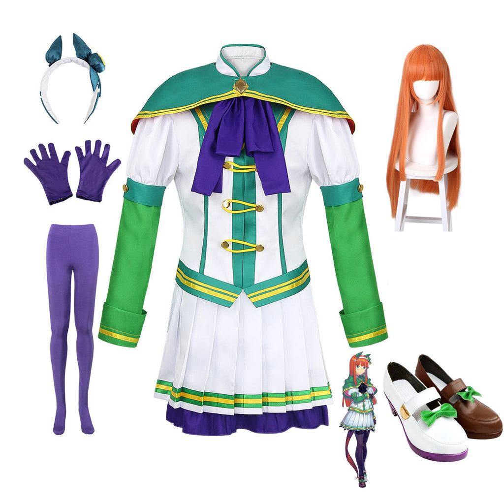 Uma Musume: Pretty Derby Silence Suzuka Cosplay Whole Set Costume+Wigs+Shoes Set