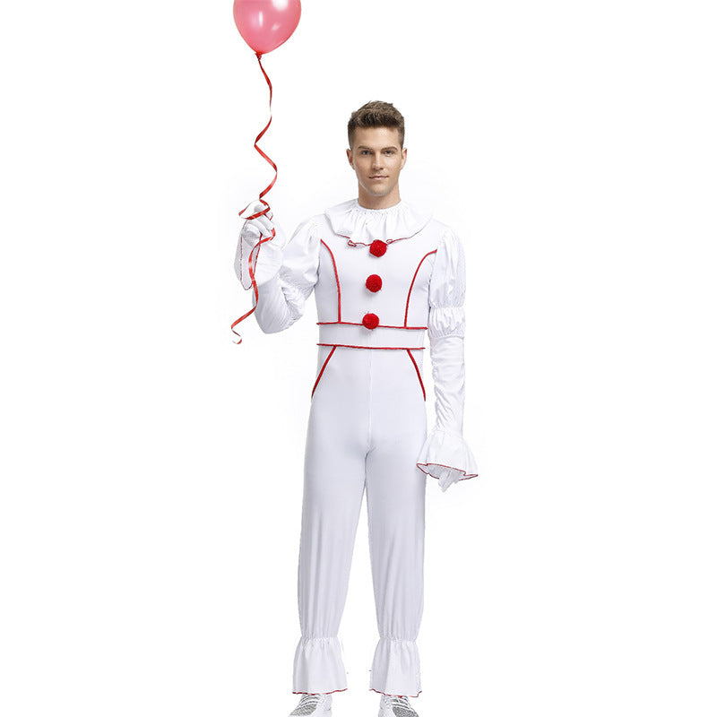 Unisex White Clown Suit Cosplay Costume