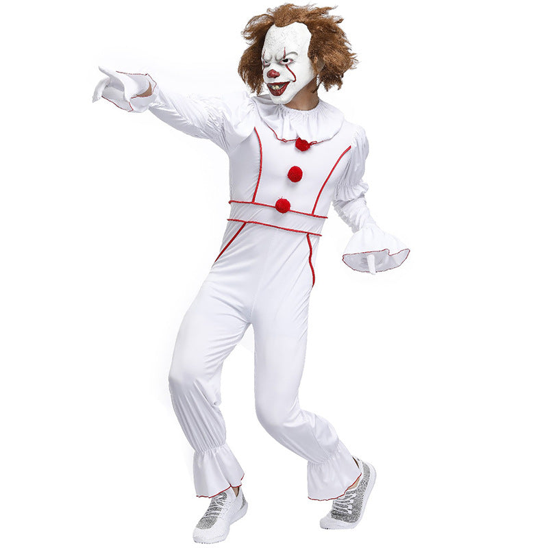 Unisex White Clown Suit Cosplay Costume
