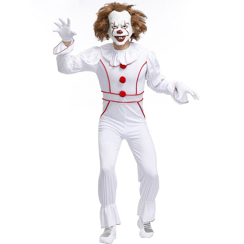 Unisex White Clown Suit Cosplay Costume