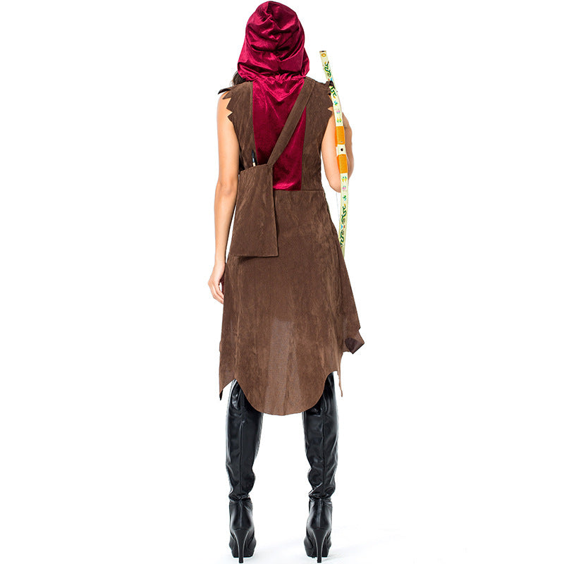 Women Archer Warrior Cosplay Costume For Halloween Party Performance
