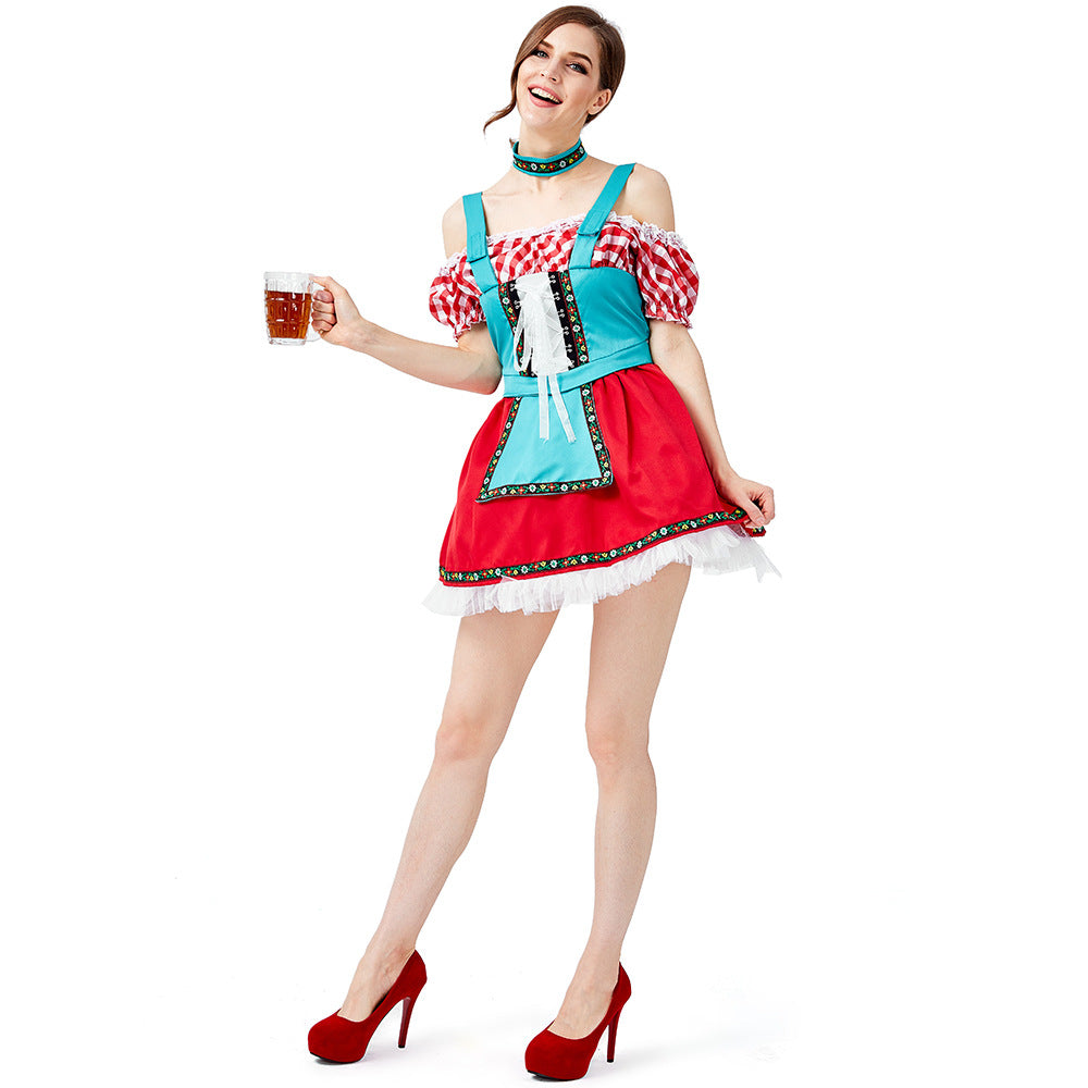 Women Bavarian Beer Festival Oktoberfest Party Costume Waitress Maid Costume Dress