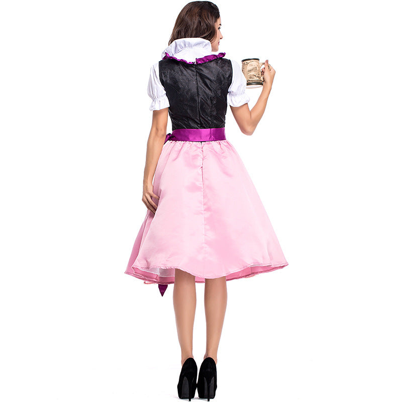 Women Bavarian Beer Oktoberfest Pink Dress Party Costume