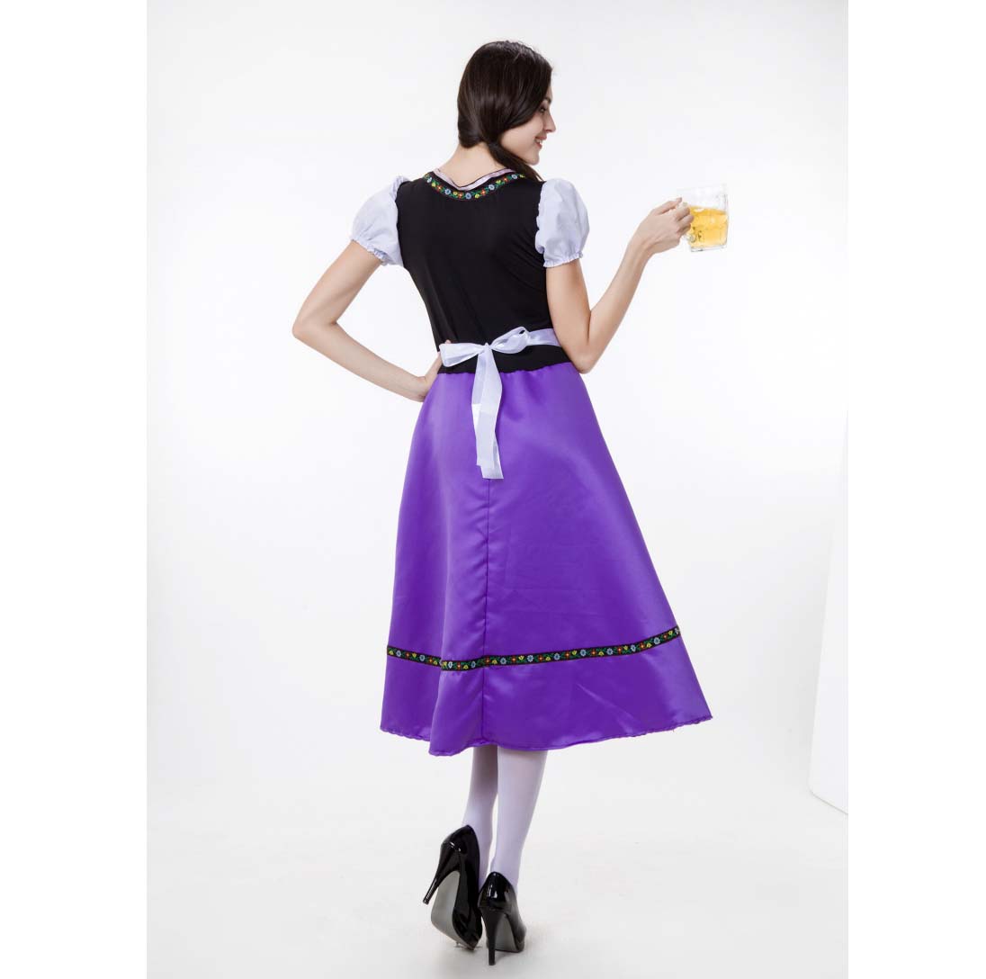 Women Beer Festival Oktoberfest Bavarian Traditional Costume Purple Dress