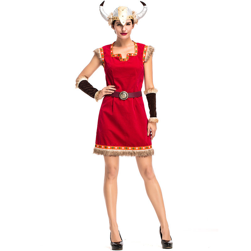 Women Bull Demon King Warrior Vikings Cosplay Costume For Halloween Party Performance