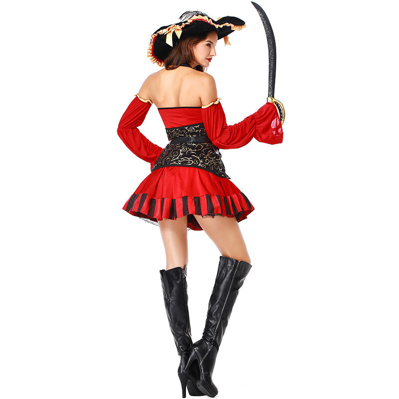 Women Deluxe Sexy Red Tube Pirate Cosplay Costume Halloween/Stage Performance/Party