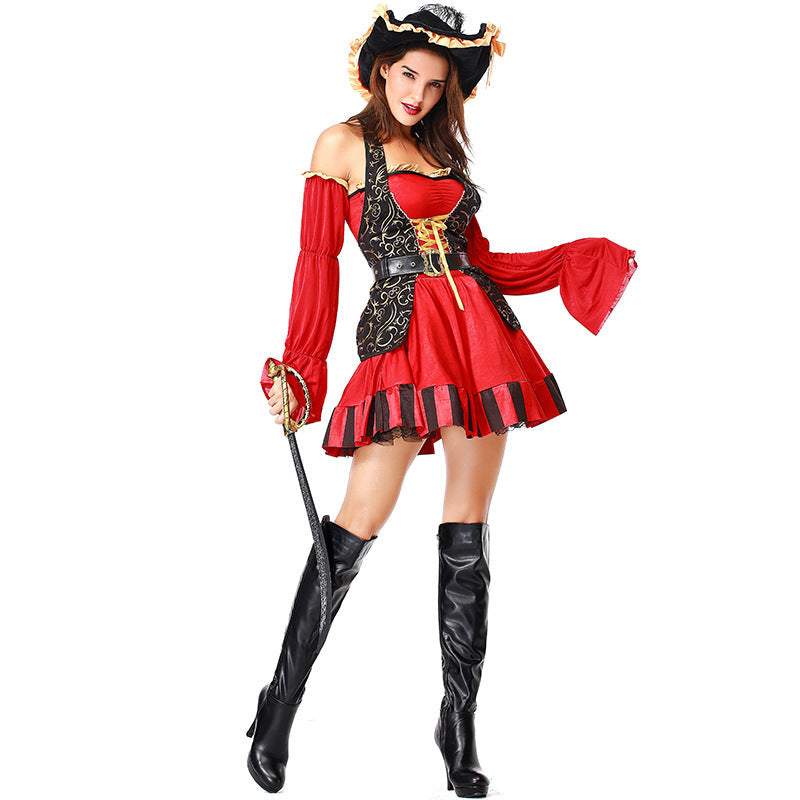 Women Deluxe Sexy Red Tube Pirate Cosplay Costume Halloween/Stage Performance/Party