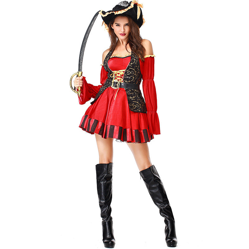 Women Deluxe Sexy Red Tube Pirate Cosplay Costume Halloween/Stage Performance/Party