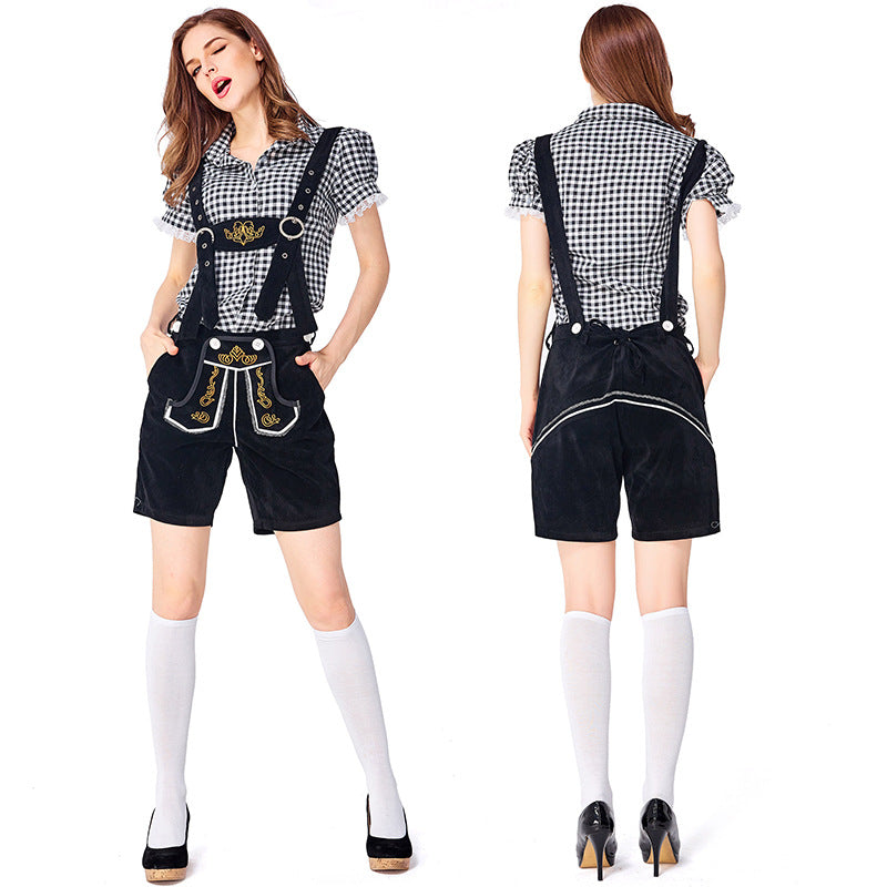 Women German Bavarian Oktoberfest Lederhosen Costume Shorts and Top