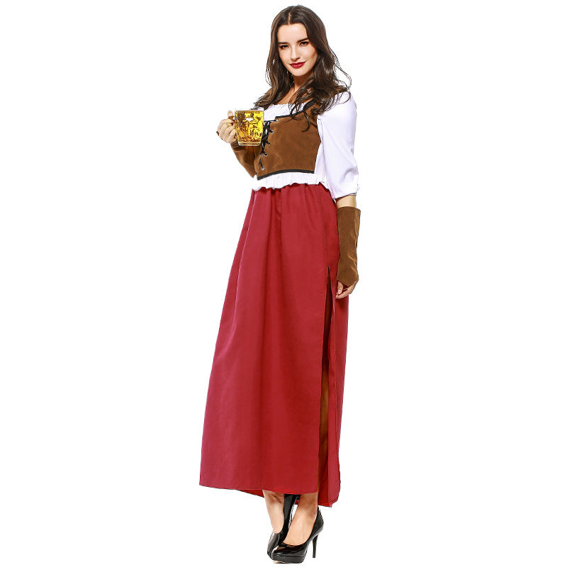 Women Oktoberfest Bavarian Beer Festival Costume Long Party Waitress Maid Costume Dress