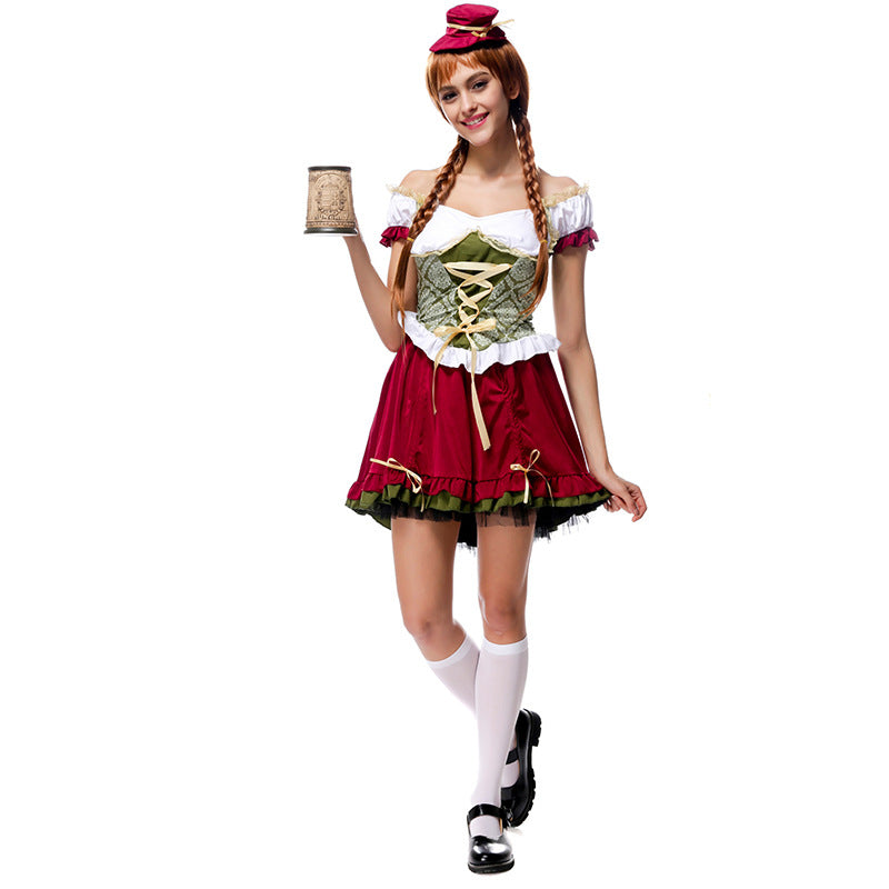 Women Oktoberfest Bavarian Beer Festival Costume Party Waitress Maid Costume Uniform