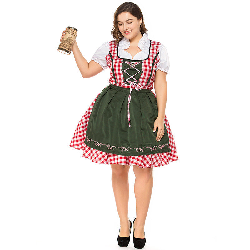 Women Plus Size Bavarian Traditional Party Dress Beer Oktoberfest Waitress Costume