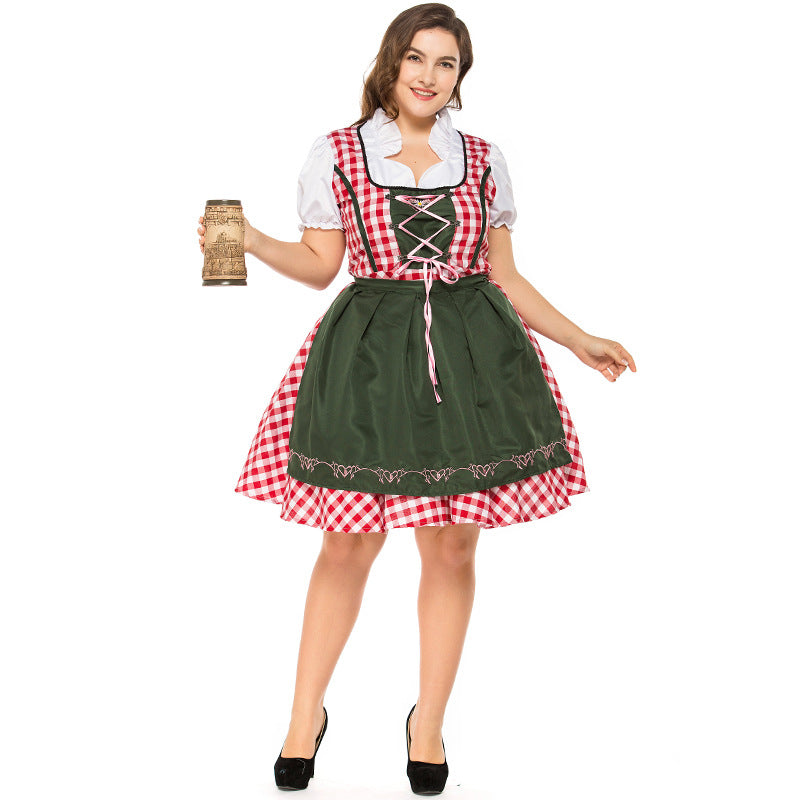 Women Plus Size Bavarian Traditional Party Dress Beer Oktoberfest Waitress Costume