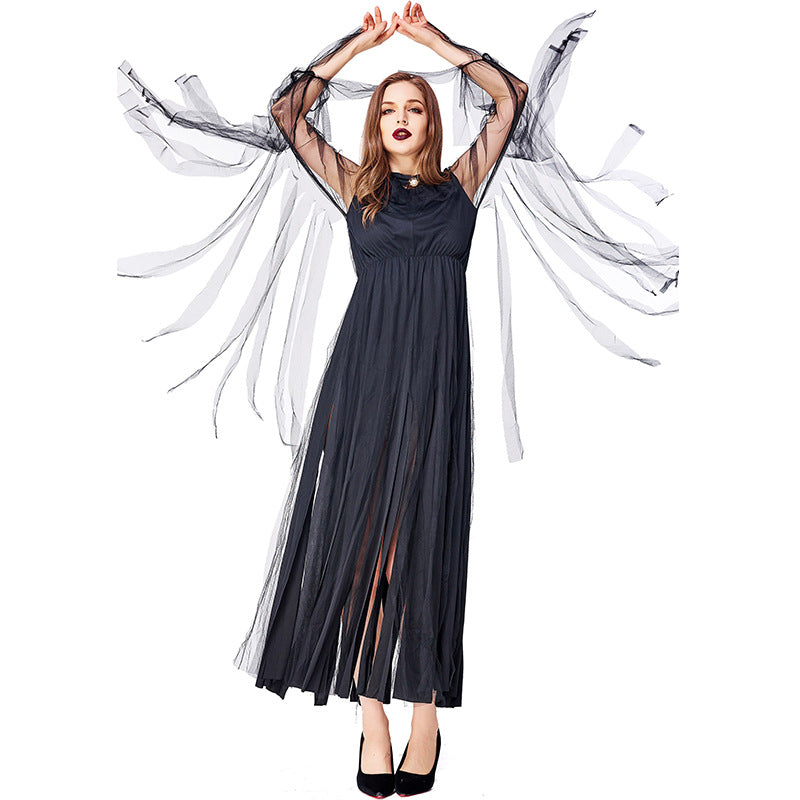 Women Sexy Black Demon Cosplay Costume Dress For Halloween Party Performance
