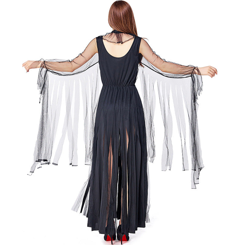 Women Sexy Black Demon Cosplay Costume Dress For Halloween Party Performance