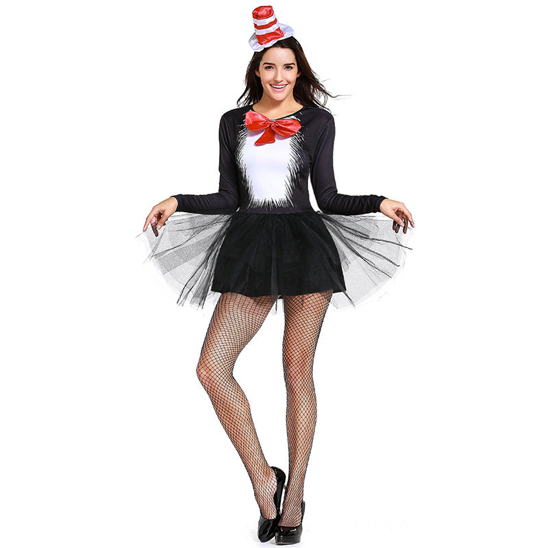 Women Sexy Cat Girl Magician Cosplay Costume Dress