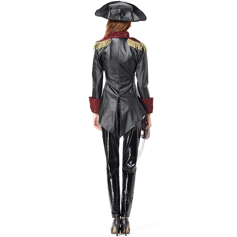 Women Sexy Leather Pirate Captain Cosplay Costume Halloween/Stage Performance/Party