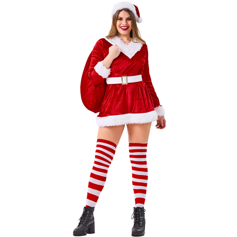 Women Sexy Santa Costume Christmas Santa Costume Dress With Bag
