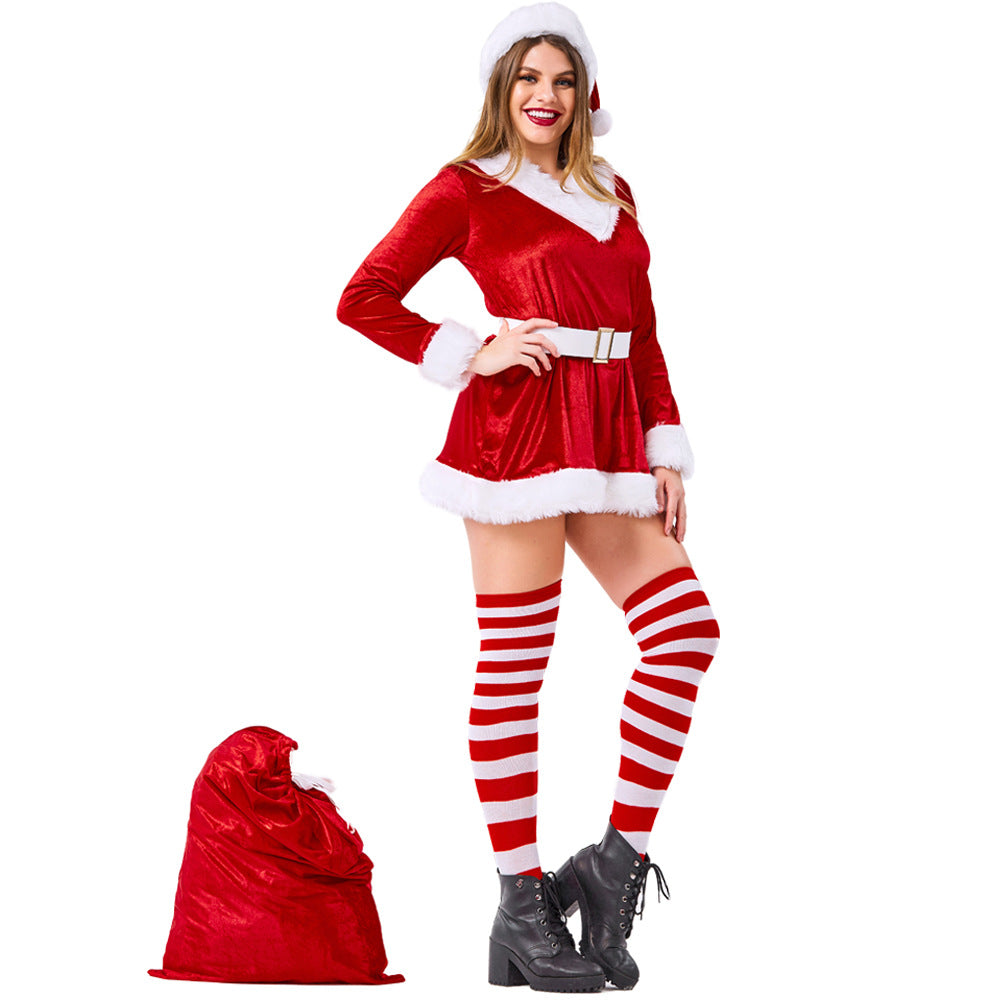 Women Sexy Santa Costume Christmas Santa Costume Dress With Bag