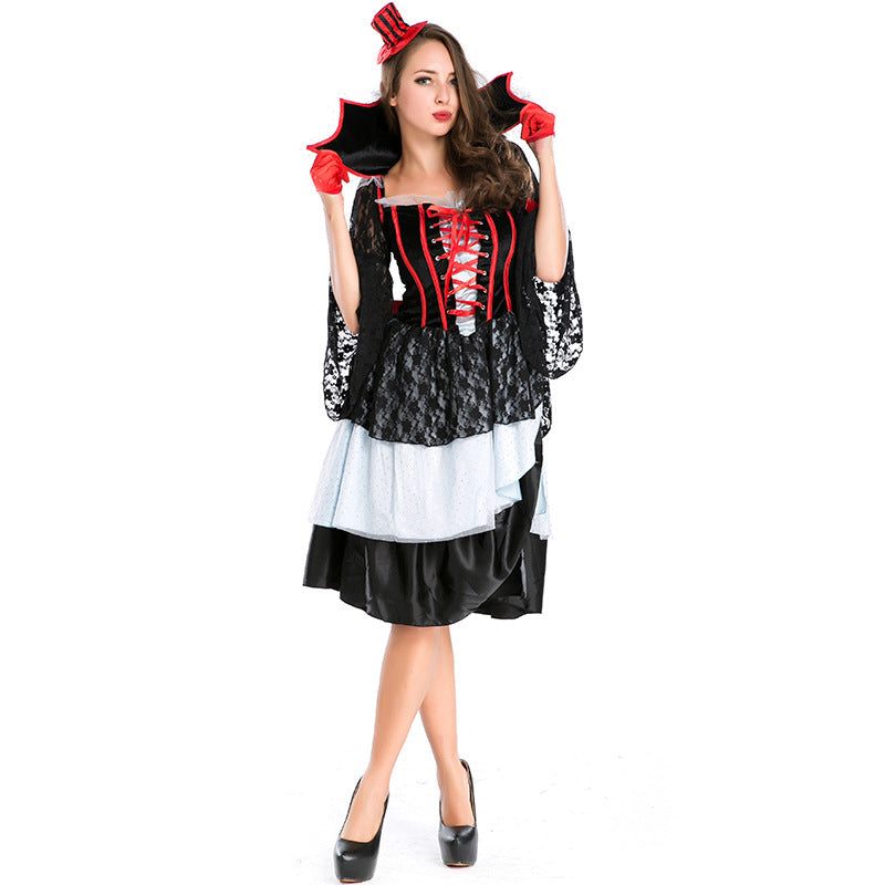 Women Vampire Classic Countess Cosplay Costume Dress For Halloween Party Performance