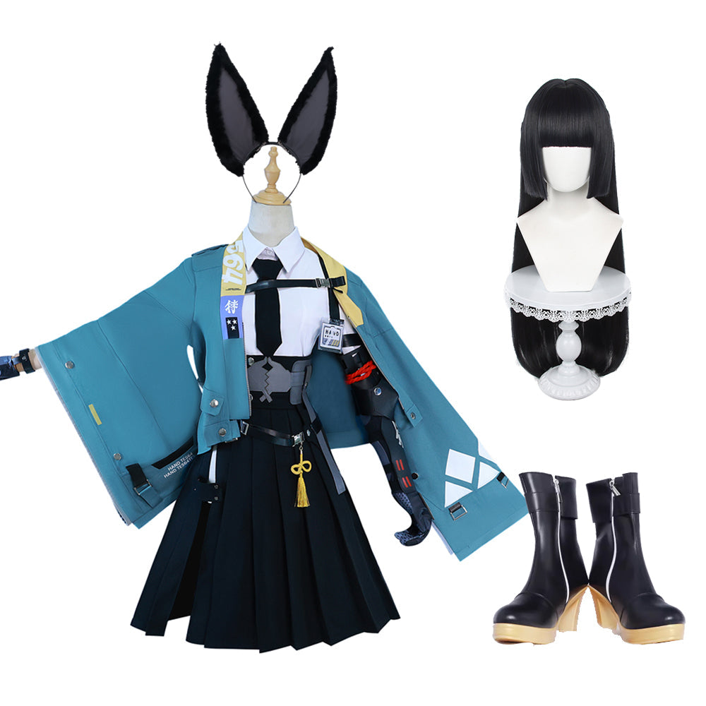 Zenless Zone Zero Hoshimi Miyabi Whole Set Costume With Wigs and Shoes Halloween Outfit Set