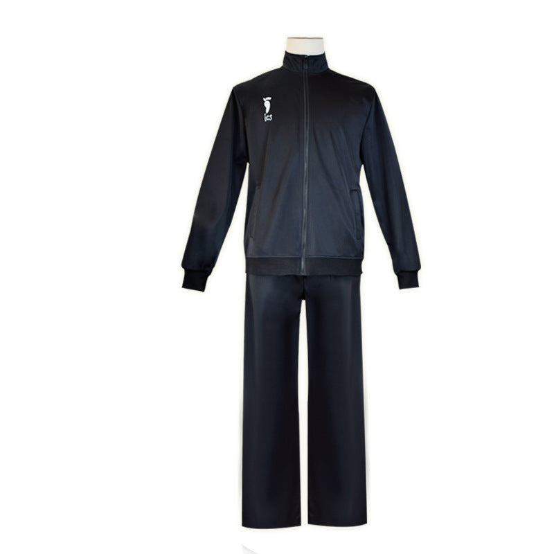 Karasuno High Black Uniform Cosplay Costume Black Jacket and Pants Set