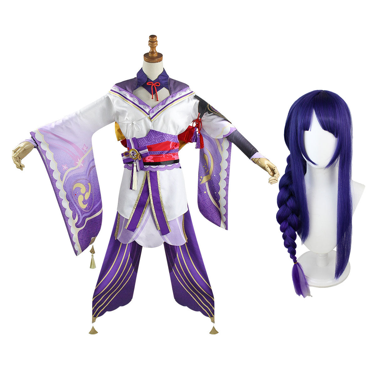 Genshin Impact Raiden Shogun Raiden Ei Full Set Costume With Wigs Halloween Carnival Costume Set