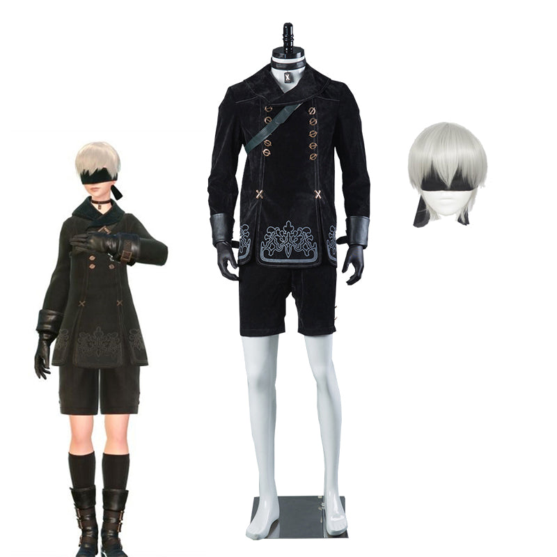 Nier: Automata YoRHa No.9 Type S 9S Cosplay Costume Suit With Wigs Set Halloween Cosplay Costume