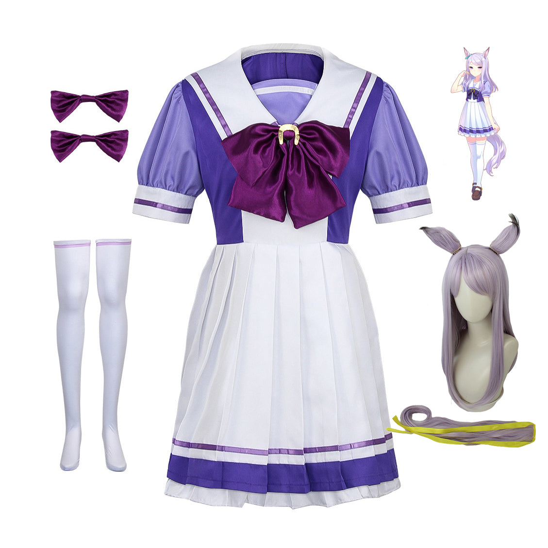 Uma Musume: Pretty Derby Mejiro McQueen Shool Uniform Cosplay Costume+Wigs+Tail Set
