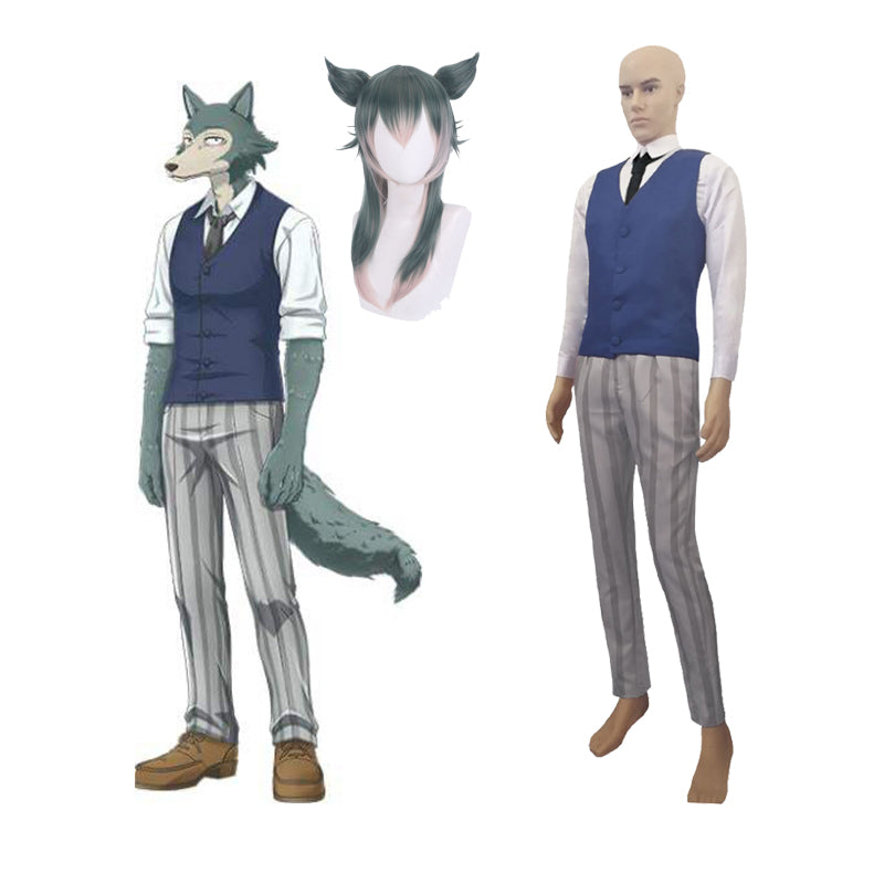 Beastars Legoshi Costume and Wigs Set  Mr. Wolf Boy Halloween Cosplay Suit For Men Women